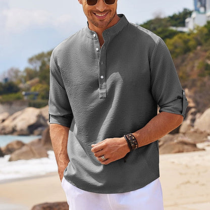 Cormac - Chemise décontractée en lin à manches longues pour homme